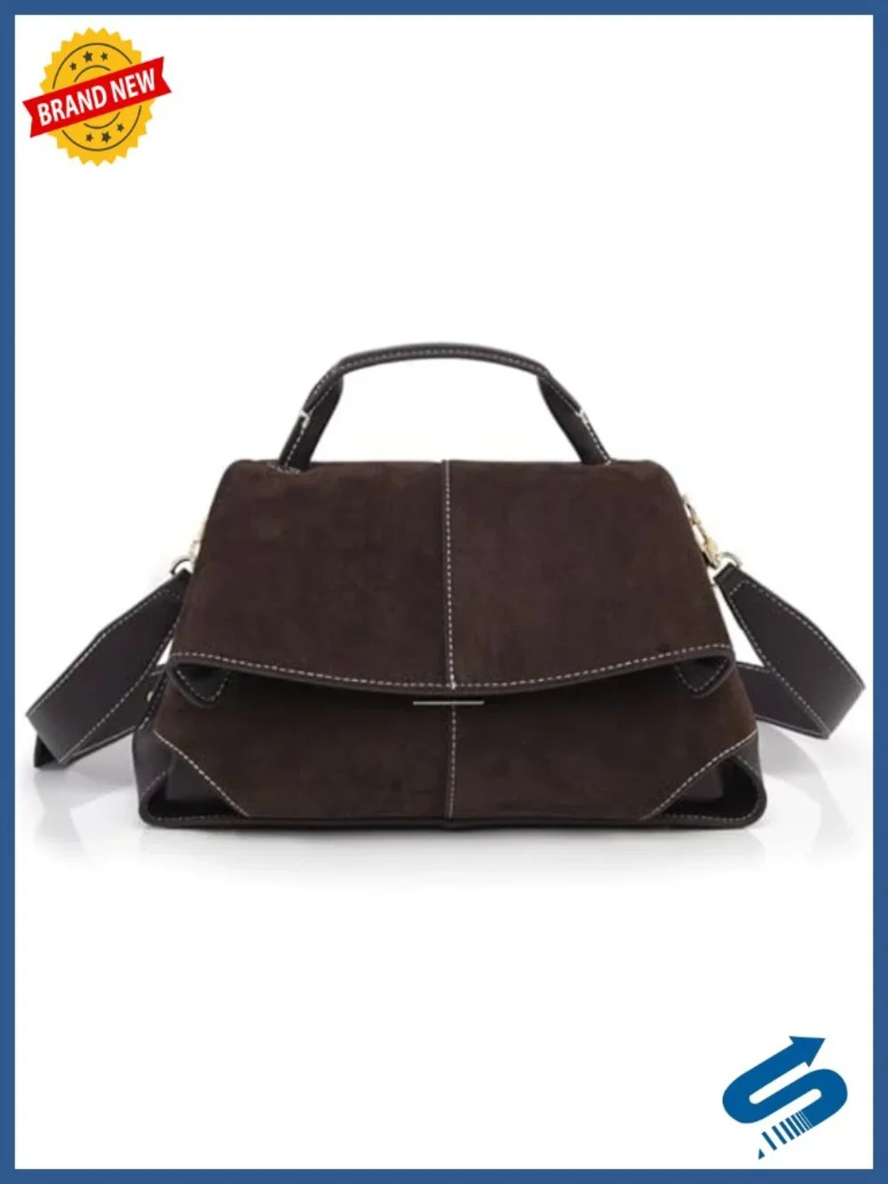 Faux Suede Leather Top Handle Satchel Crossbody Bag with Adjustable Strap